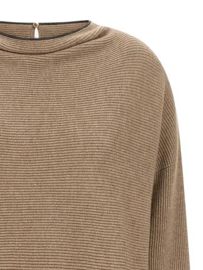 Brunello Cucinelli Ribbed-knit Dress In Neutral
