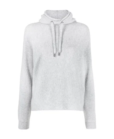 Brunello Cucinelli Ribbed-knit Hoodie In White
