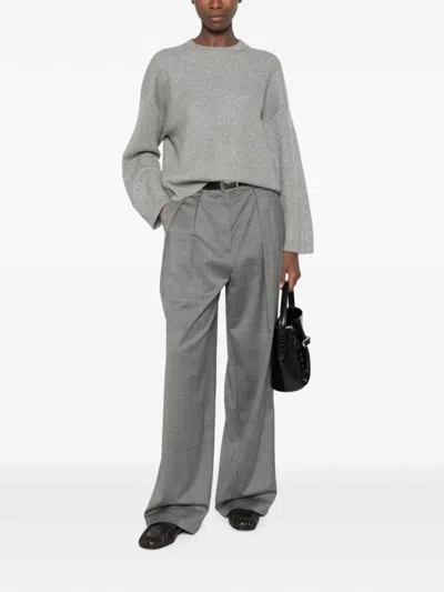 Brunello Cucinelli Ribbed-knit Metallic-thread Sweater In Gray