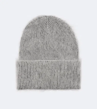 Brunello Cucinelli Ribbed-knit Mohair And Wool-blend Beanie In Gray
