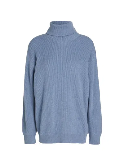 Brunello Cucinelli Ribbed-knit Roll-neck Sweater In Blue