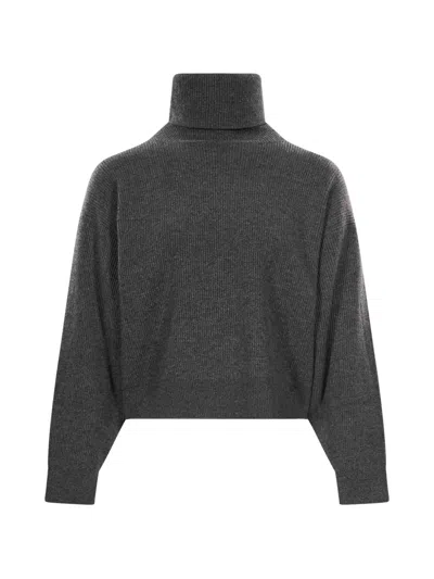 Brunello Cucinelli Ribbed-knit Roll-neck Sweater In Gray