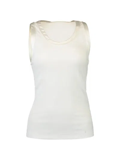 Brunello Cucinelli Ribbed-knit Silk-trim Tank Top In White