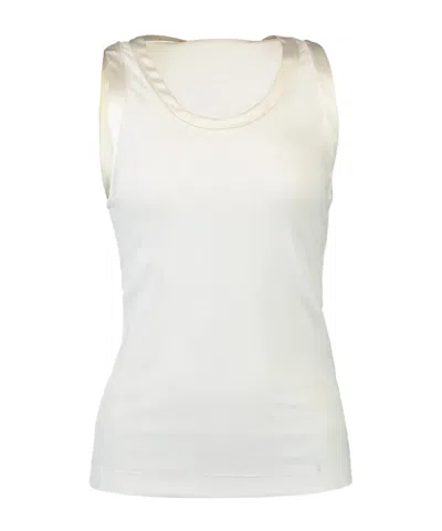 Brunello Cucinelli Ribbed-knit Silk-trim Tank Top In White