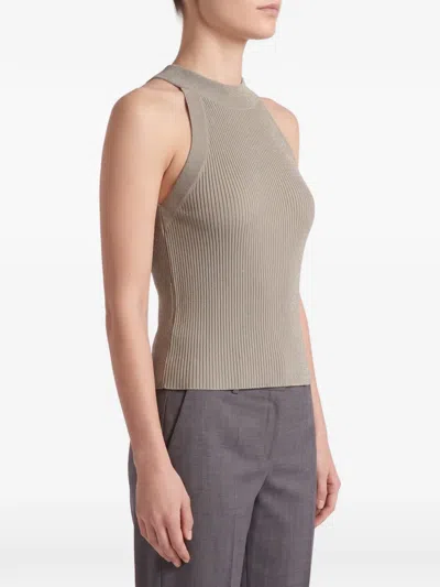 Brunello Cucinelli Ribbed-knit Sleeveless Tank Top In Animal Print