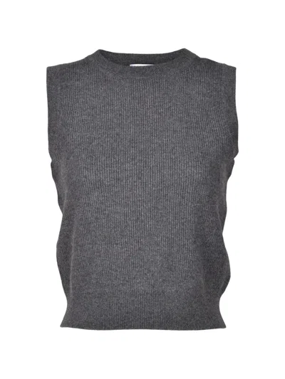 Brunello Cucinelli Ribbed-knit Sleeveless Top In Gray