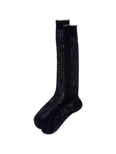 Brunello Cucinelli Ribbed-knit Socks In Black