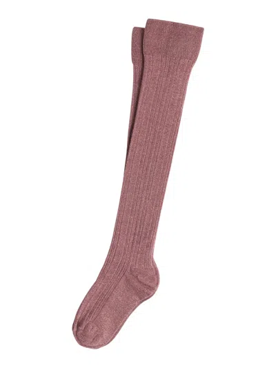 Brunello Cucinelli Kids' Ribbed-knit Socks In Pink