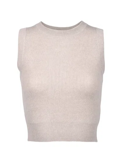 Brunello Cucinelli Ribbed-knit Top In Neutral