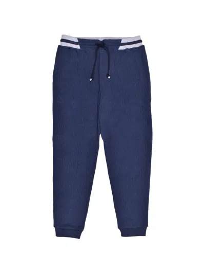 Brunello Cucinelli Ribbed-knit Track Pants In Blue