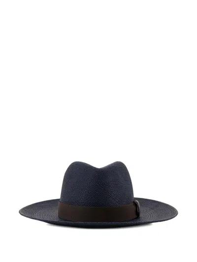 Brunello Cucinelli Women Raffia Fedora Hat With Monili Detail In Black