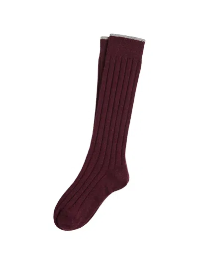 Brunello Cucinelli Kids' Rib-knit Cashmere Socks In Red