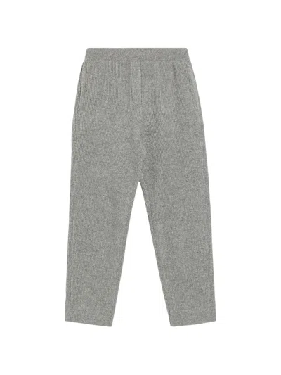 Brunello Cucinelli Kids' Rib-knit Casual Trousers In Grey