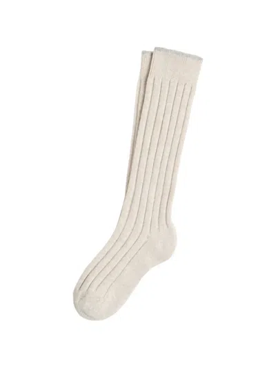 Brunello Cucinelli Kids' Rib-knit Socks In Neutrals