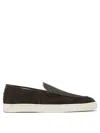 Brunello Cucinelli Rich Brown Suede Loafers In Black