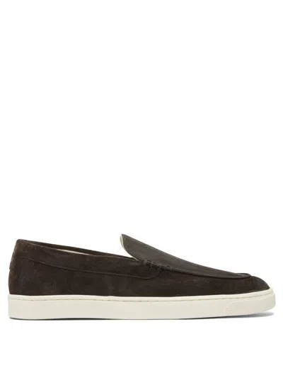Brunello Cucinelli Rich Brown Suede Loafers In Black