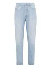 Brunello Cucinelli Denim Trousers With Rips In Blue