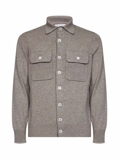 Brunello Cucinelli Rock Cashmere Knit Cardigan In Burgundy
