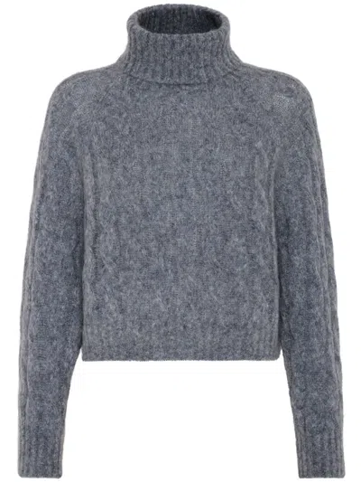 BRUNELLO CUCINELLI ROLL-NECK CABLE-KNIT JUMPER