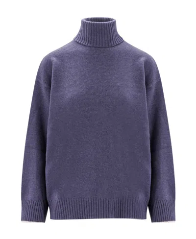 Brunello Cucinelli Roll-neck Cashmere Jumper In Blue