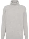 Brunello Cucinelli Roll-neck Cashmere Jumper In Light Grey