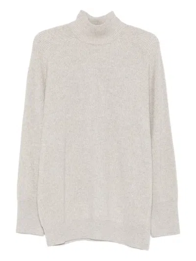 Brunello Cucinelli Roll-neck Cashmere Sweater In Gray