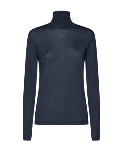Brunello Cucinelli Roll-neck Fitted Sweater In Blue