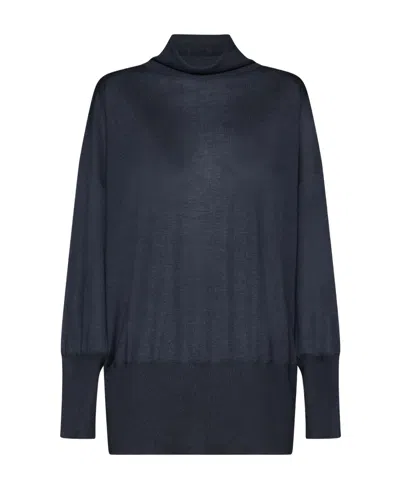Brunello Cucinelli Roll-neck Knitted Jumper In Blue