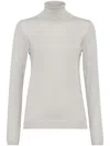 Brunello Cucinelli Cashmere-silk Glitter Turtleneck Sweater In Light Grey
