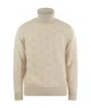 Brunello Cucinelli Men's Intarsia Knit Roll Neck Sweater In Nude