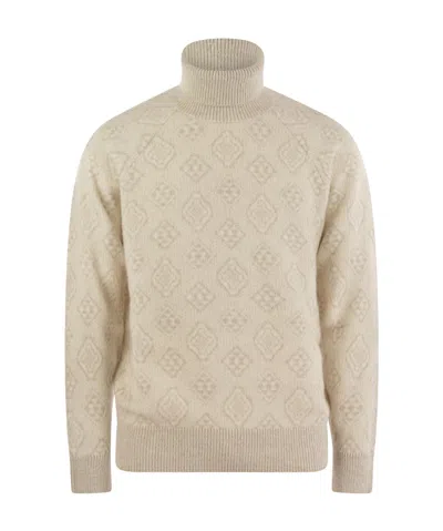 BRUNELLO CUCINELLI BRUNELLO CUCINELLI GEOMETRIC JACQUARD TURTLENECK KNITTED JUMPER