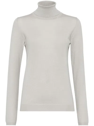 Brunello Cucinelli Roll-neck Long-sleeve Jumper In White