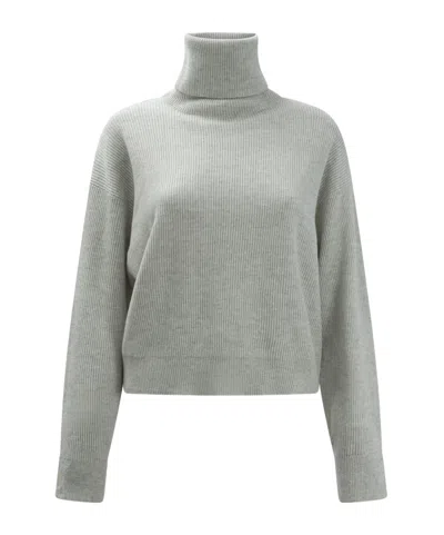 Brunello Cucinelli Long-sleeved Sweater In Gray