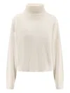 Brunello Cucinelli Roll-neck Ribbed Sweater In Neutral