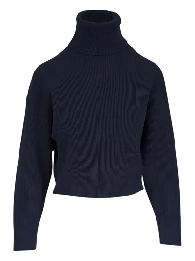 Brunello Cucinelli Roll-neck Ribbed Sweater In Blue