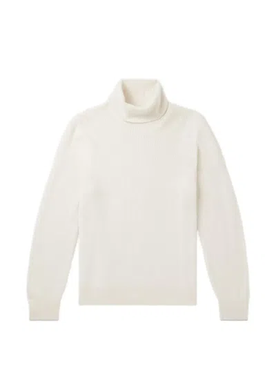 Brunello Cucinelli Roll-neck Ribbed Sweater In White