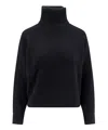 Brunello Cucinelli Black Virgin Wool, Cashmere And Silk Turtleneck Sweater In Black
