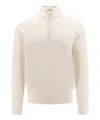 Brunello Cucinelli Half Zip Cashmere Turtleneck Sweater In White
