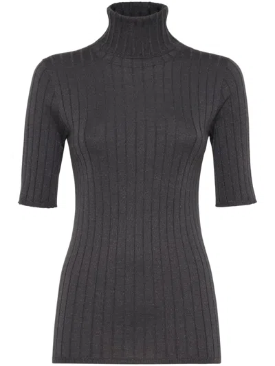 Brunello Cucinelli Roll-neck Top In Anthracite