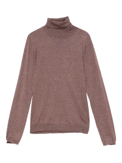 Brunello Cucinelli Roll-neck Top In Brown