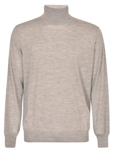 Brunello Cucinelli Cashmere And Silk Turtleneck Sweater In Neutral