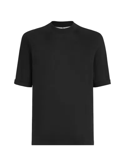 Brunello Cucinelli Roll-sleeve T-shirt In Black