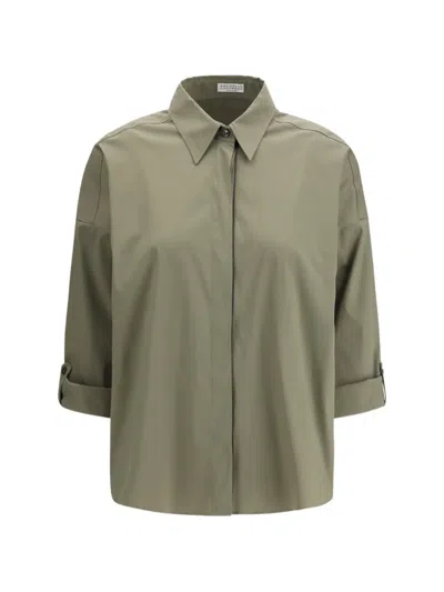 Brunello Cucinelli Roll-up Sleeve Shirt In Green