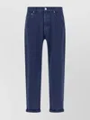 Brunello Cucinelli Garment-dyed Logo-patch Jeans In Blue