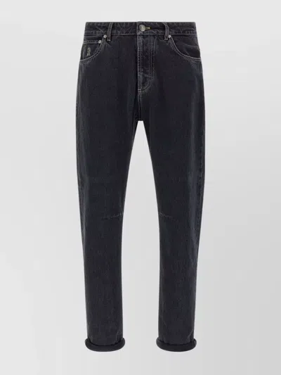 Brunello Cucinelli Rolled Cuff Five-pocket Denim Trousers In Black
