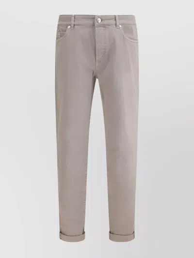 Brunello Cucinelli Rolled Cuffs Cotton Jeans In Grey