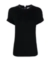 Brunello Cucinelli Short-sleeved T-shirt With Rolled Sleeves And Keyhole Detail In Black