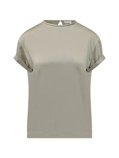 Brunello Cucinelli Rolled-sleeve T-shirt In Gray