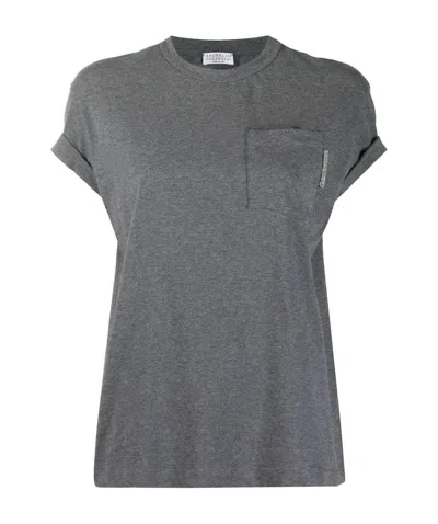 Brunello Cucinelli Rolled Sleeve T-shirt In Gray