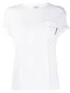Brunello Cucinelli Rolled Sleeve White T-shirt With Subtle Pocket Detail